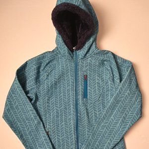 Lands’ End Kids Teal Print Coat Large / 14 Girls